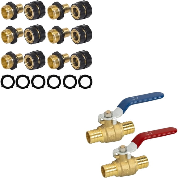 Garden Hose Quick Connect Aluminum Fitting 1/2 Inch PEX Full Port Ball Valve