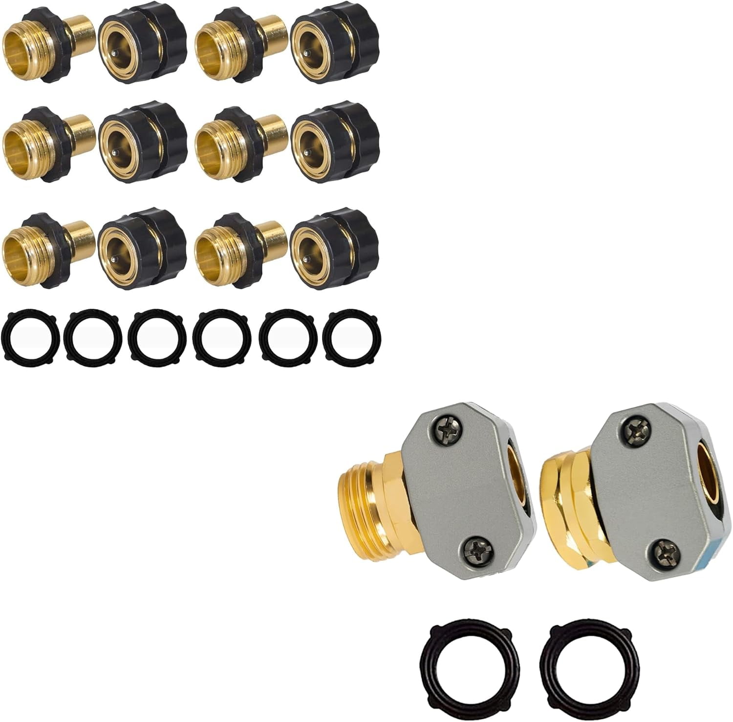 Garden Hose Quick Connect Aluminum Fitting Hose Repair Mender Kit Bundle