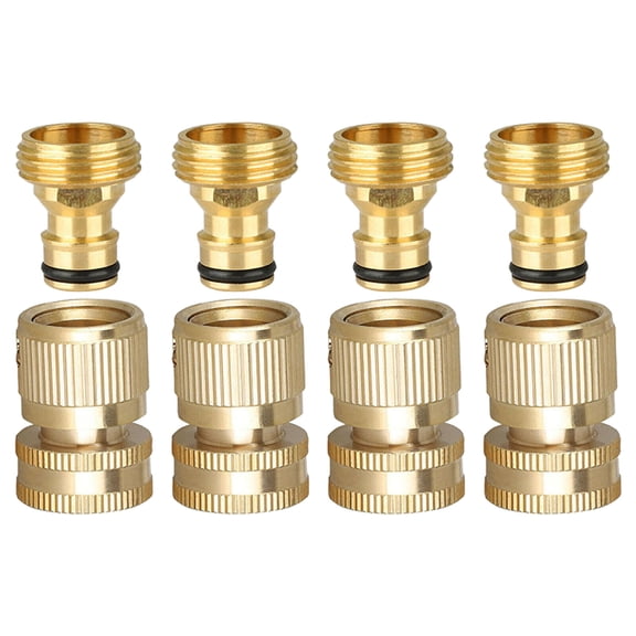 Garden Hose Quick Connect,Brass Hose Quick Connect,Male and Female No-Leak Water Hose Quick Connect Fittings,3/4 Inch Thread Garden Hose Quick Connector,for Cleaning and Irrigation(Yellow)
