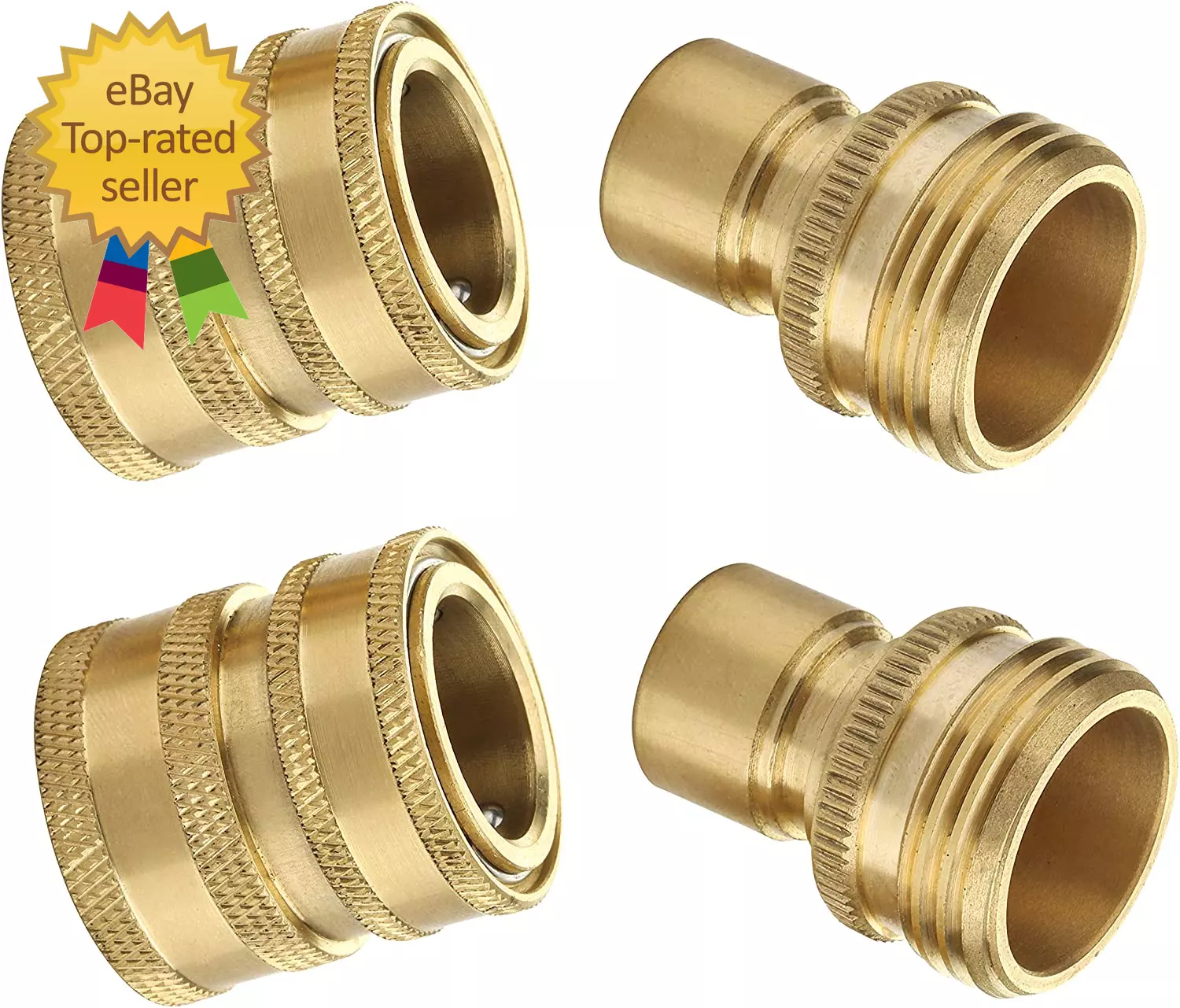 Garden Hose Quick Connect Fittings, 3/4 Inch Ght Solid Brass Quick Connector Set