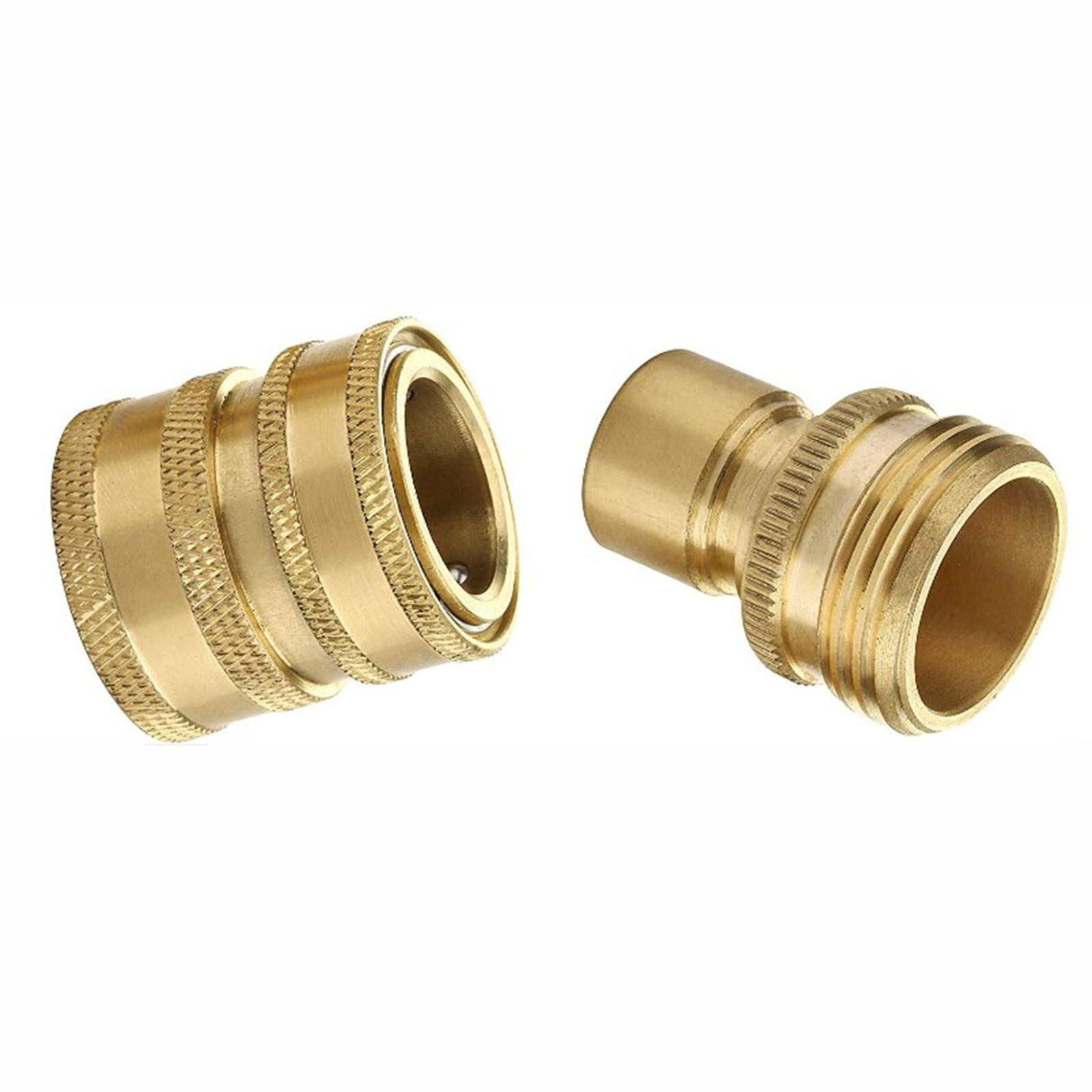 Garden Hose Quick Connect Fittings, 3/4 Inch Ght Solid Brass, Set 1
