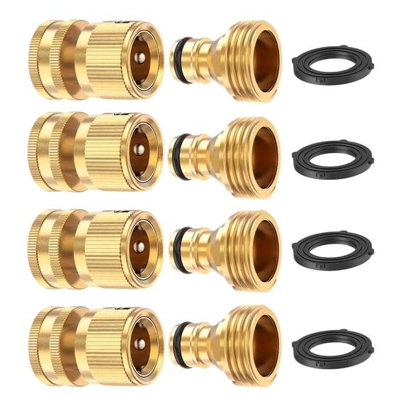 Garden Hose Quick Connect Fittings Solid Brass 4 Piece Set For Garden Watering