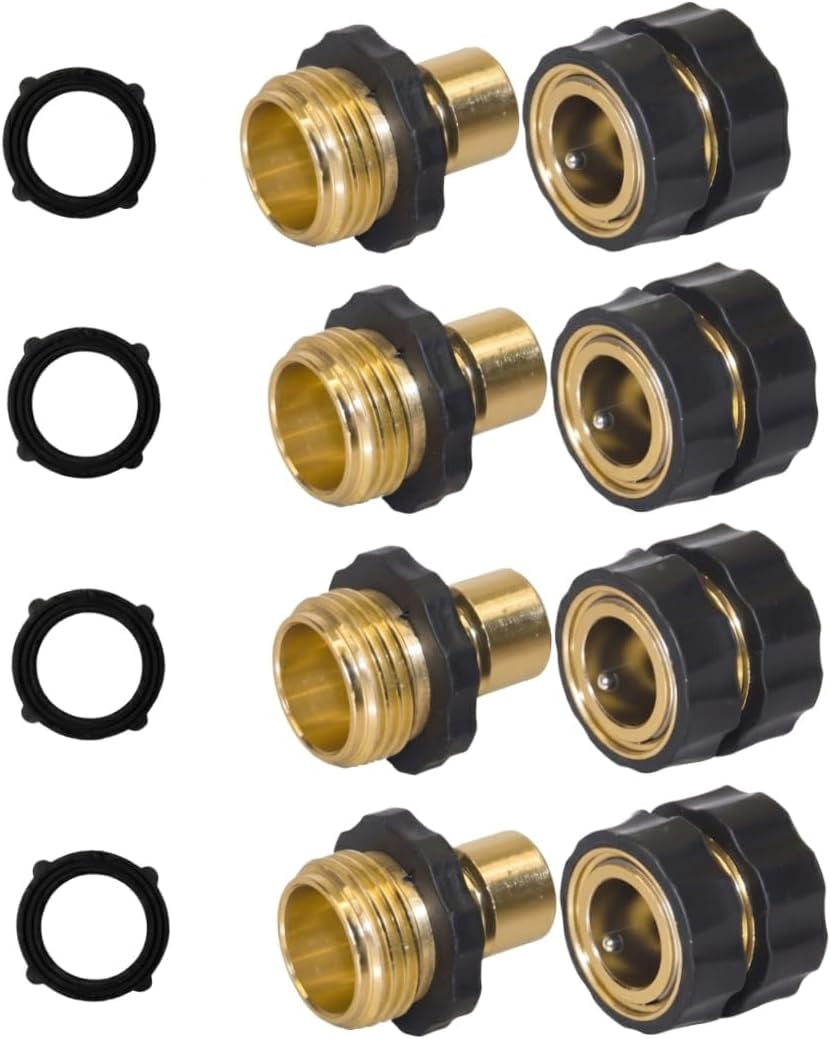 Garden Hose Quick Connect Set (4-Piece) — Aluminum Alloy, 3/4-Inch Connection, Suitable for Watering and Car Washing