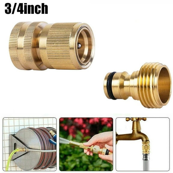Garden Hose Quick Connect Swivel Connector 3/4 Inch Brass-Coated Hose Adapter Brass Female Thread Tap Connector Male Quick