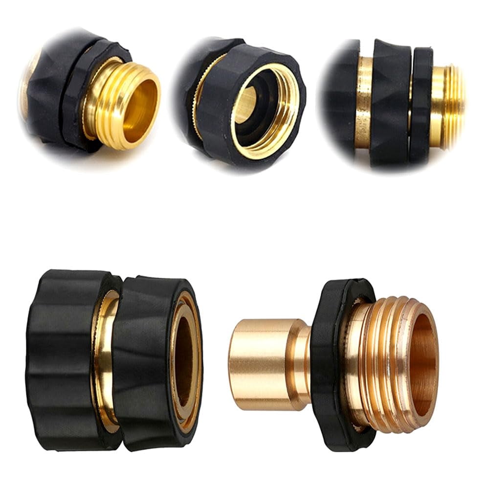 Garden Hose Quick Connector, 2026 Upgrade Heavy Duty Solid Brass 3/4 Inch Quick Connect Hose Fittings, Universal Leak-Proof Fittings for Instant Connection