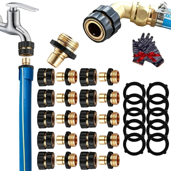 Garden Hose Quick Connector, 3/4 Inch GHT Quick Connect Hose Fittings Set, Male and Female Water Hose Adapter, Quick Release Connector for Sprinklers, Nozzles, RV and Patio Cleaning