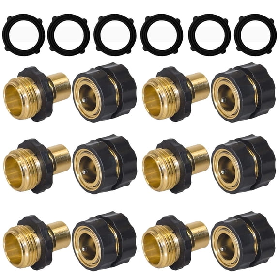 Garden Hose Quick Connector, 3/4 Inch Male and Female Garden Hose Fitting Quick Connector, 6 Set