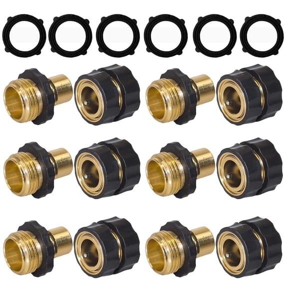 Garden Hose Quick Connector, 3/4 Inch Male and Female Garden Hose Fitting Quick Connector, 6 Set