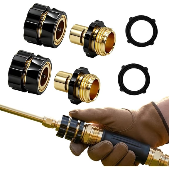 Garden Hose Quick Connector Fittings, 2026 New Water Hose Adapter, Durable 3/4 In Hose Connector, Universal Hose Adapter for Instant Connection, Quick Release Water Hose Adapter for Garden (2, Brass)