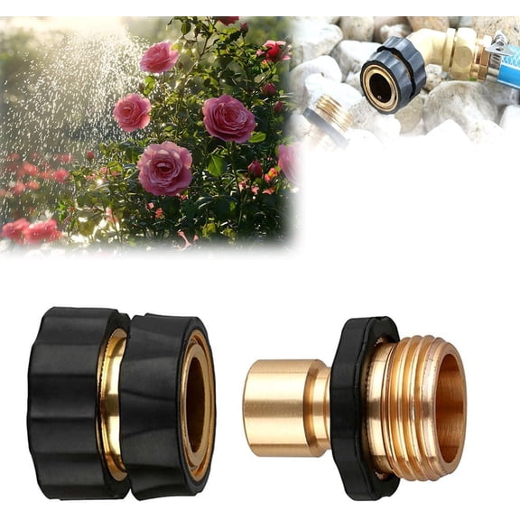 Garden Hose Quick Connector Fittings, 2026 New Water Hose Adapter, Durable 3/4 In Hose Connector, Universal Hose Adapter for Instant Connection, Quick Release Water Hose Adapter for Garden (1SET)