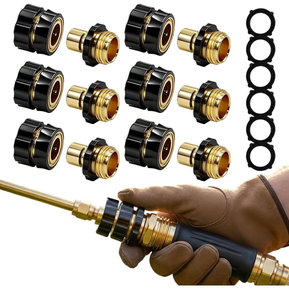 Garden Hose Quick Connector Fittings, 2026 New Water Hose Adapter, Durable 3/4 In Hose Connector, Universal Hose Adapter for Instant Connection, Quick Release Water Hose Adapter for Garden (6, Brass)