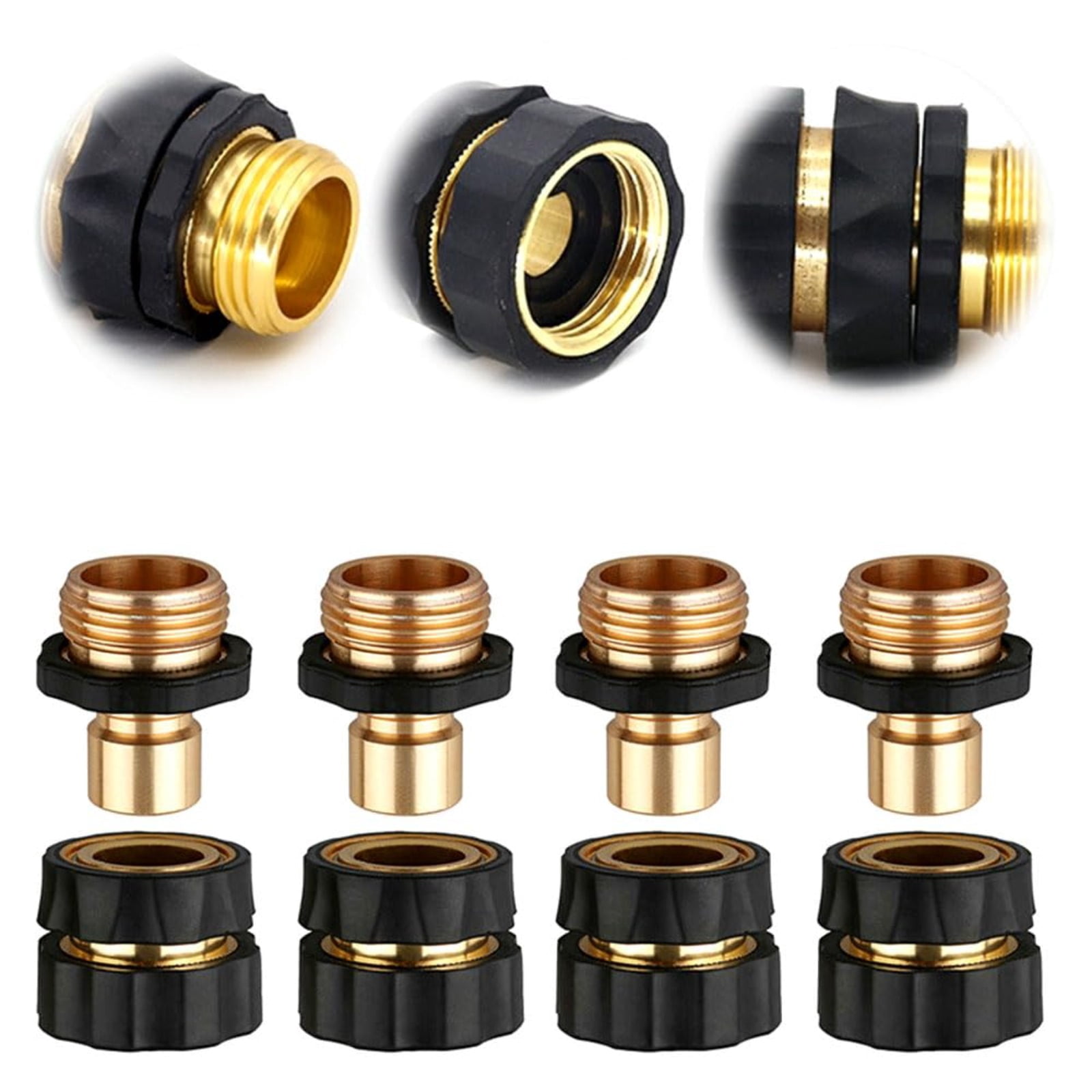 Garden Hose Quick Connector – Heavy Duty Solid Brass 3/4 Inch Male & Female Fittings, Leak-Proof, Instant One-Hand Connect, Universal for Hose, Faucet, Nozzle