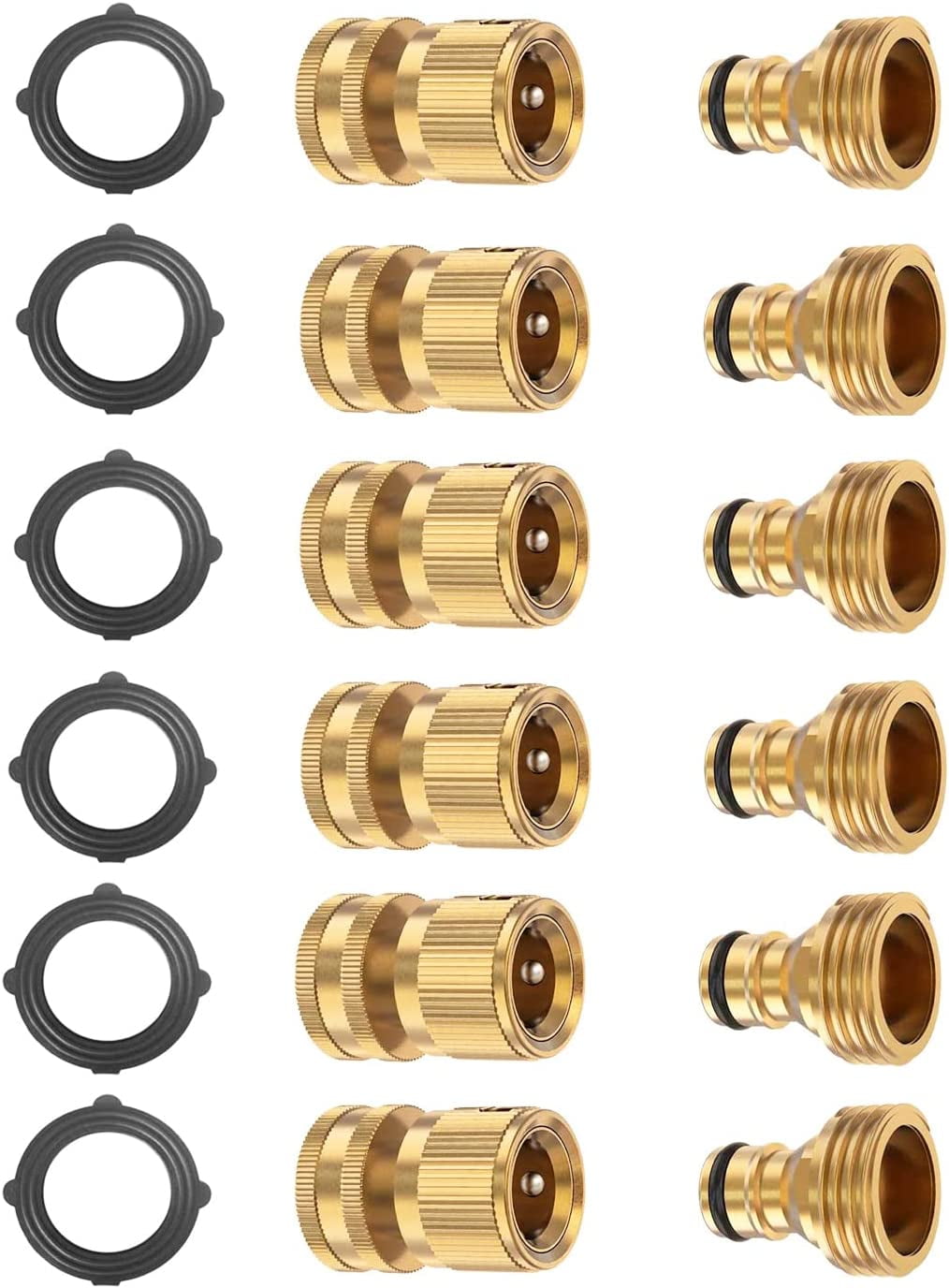 Garden Hose Quick Connector Set, Solid Brass 3/4 Inch Water Fitings ...