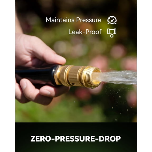 Garden Hose Quick Connectors, Heavy Duty Solid Brass 3/4 Inch GHT, Universal Leak-Proof Fittings for Easy Water Hose Connection (2 Sets)