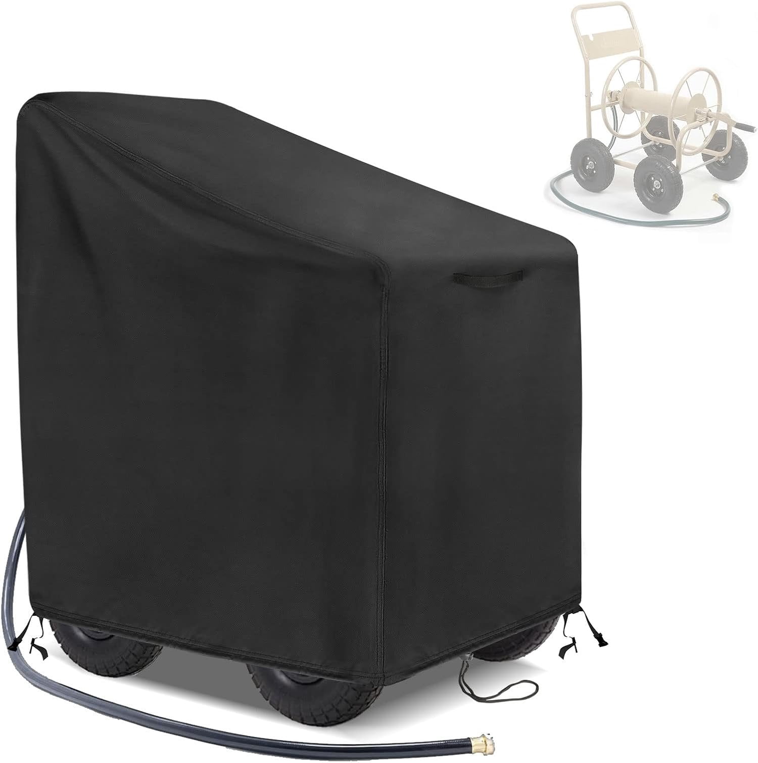 Garden Hose Reel Cart Cover, 600D Outdoor Hose Cart Covers for outside,  Anti-UV Hose Reel Cover,  Season Protection-30.3"L x26.3"Wx 35"H