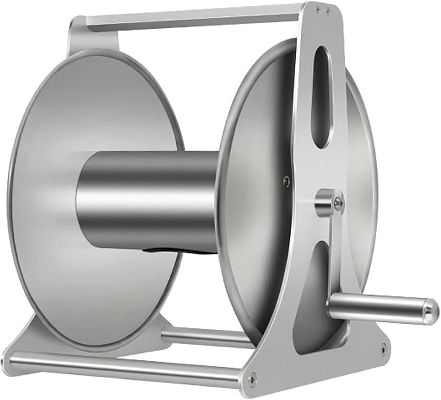 Garden Hose Reel Metal, Portable Compact Hose Reel, Freestanding Garden Hose Reel with 360° Rotatable Handle, Holds 40M Hose Capacity, for Yard Garden Farm and Patio