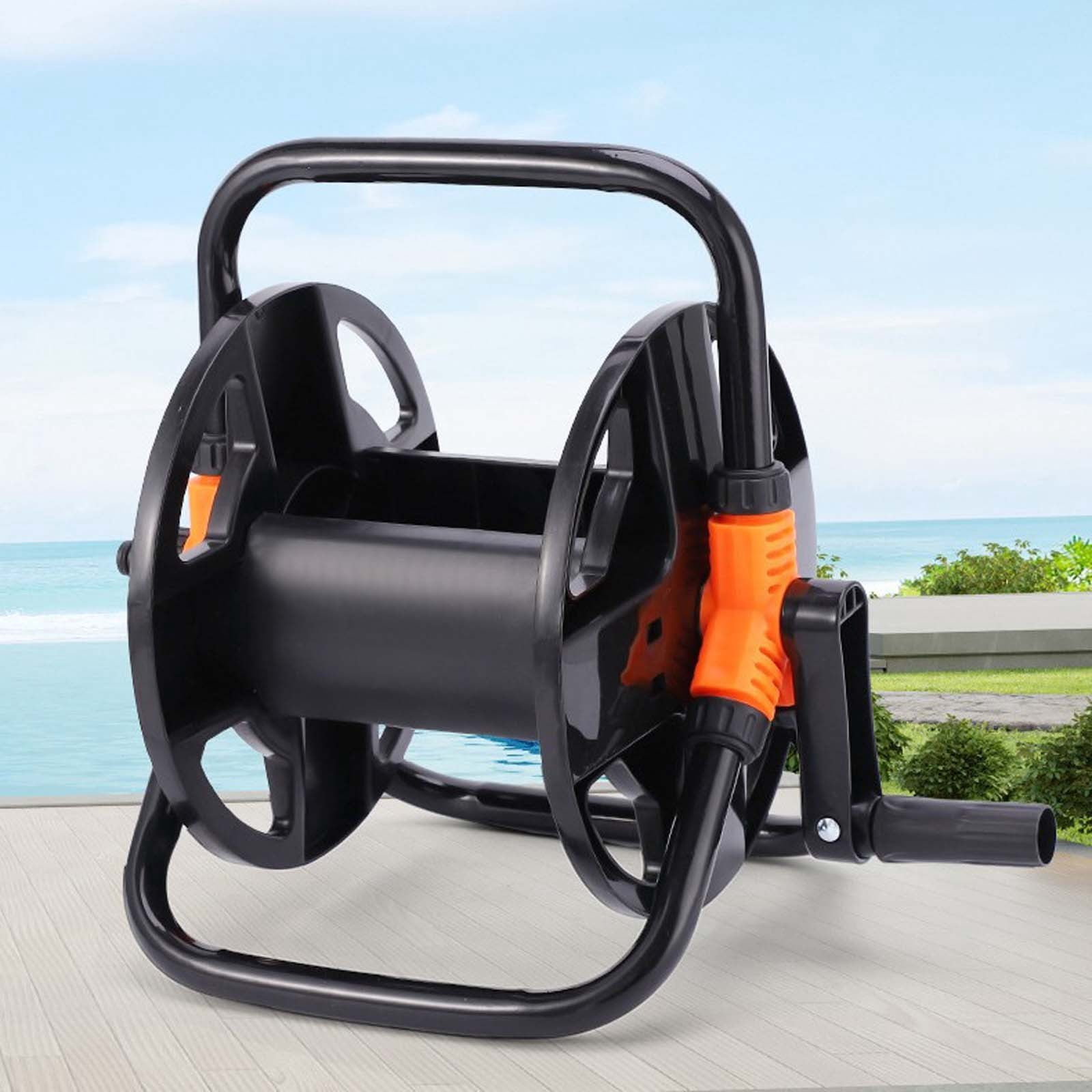 Garden Hose Reel Wall Mount, QQZ Durable Outdoor Water Hose Storage Holder, Heavy Duty All Weather Hose Organizer for Yard Lawn Watering