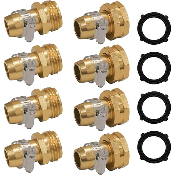 Garden Hose Repair Connector Clamps Aluminum Fitting 3/4 Inch 5/8 Inch 4 Set