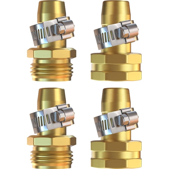 Garden Hose Repair Kit 5/8 & 3/4" | Heavy Duty Leak-Proof Metal Mender Connector Set Male Female Fittings to Fix Water E and Replacement, 2