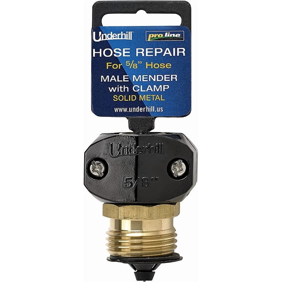 Garden Hose Repair Kit, Clamp Connectors, 5/8 Inch Clamps with Male Mender, Heavy-Duty Brass Fittings, Menders with Clamp, HR-58M