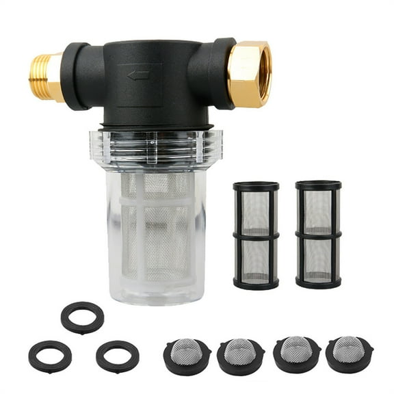 Garden Hose Sediment Filter Attachment - Universal 3/4-inch Water Filtration System for Pressure Washers, Well Water, and Outdoor Spigots with Dual Screen Design