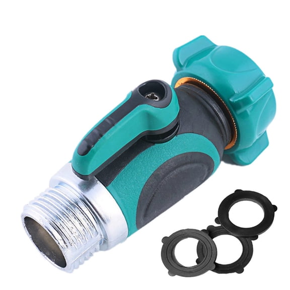 Garden Hose Shut Off , 3/4" Faucet Connector, Water Control Adapter For Outdoor Spigot, Quick On/Off Operation, Leak-Proof Design, Plastic & Alloy Construction, Time-Saving Hose Extension