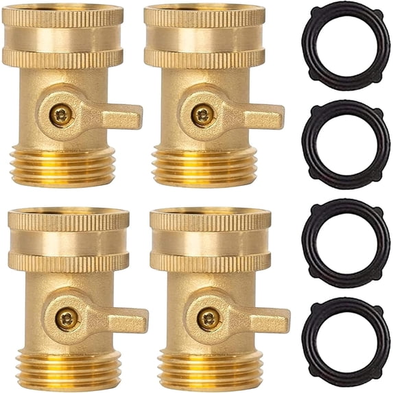 Garden Hose Shut Off Valve Solid Brass Heavy Duty 3/4 Inch Flow Control 4 Pack