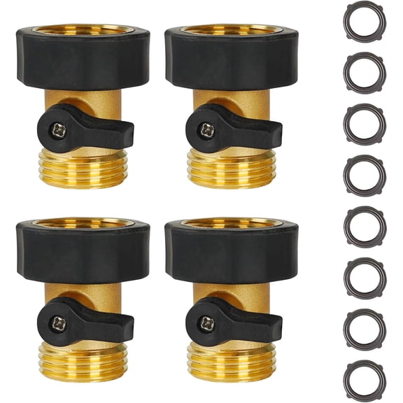 Garden Hose Shut Off Valve Solid Brass Heavy Duty 3/4 Inch Water Control 4 Pack
