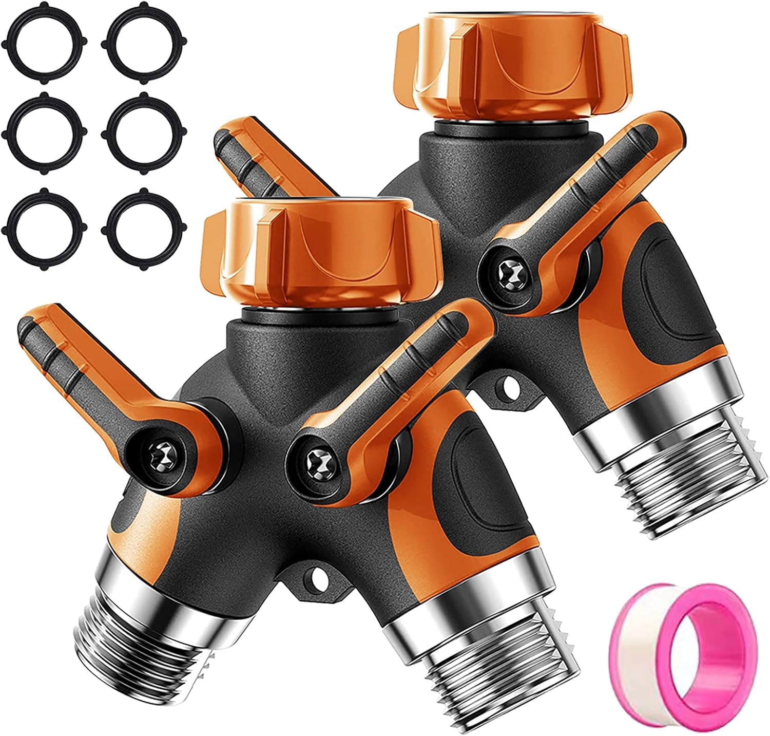 Garden Hose Splitter 2 Way, 3/4" Spigot Adapter Connector Water Faucet ...