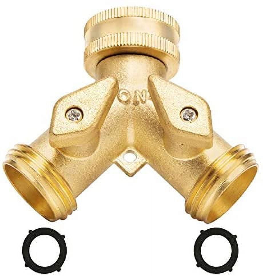 Garden Hose Splitter 2 Way Heavy Duty Solid Brass Hose Y Splitter锛孒ose Faucet Splitter,3/4