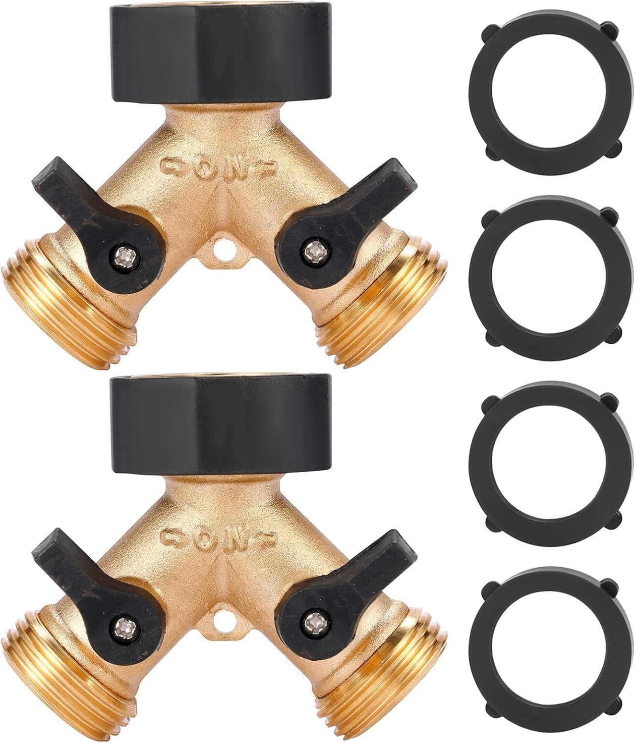 Garden Hose Splitter 2 Way Heavy Duty, Y Connector Brass Garden Hose ...
