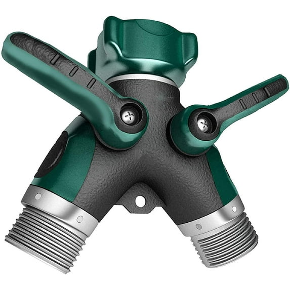 Garden Hose Splitter 2 Way, Hose splitter, Faucet Splitter, Y Splitter 2 Valves, Hose Bib Splitter, All Metal (1 Pack)