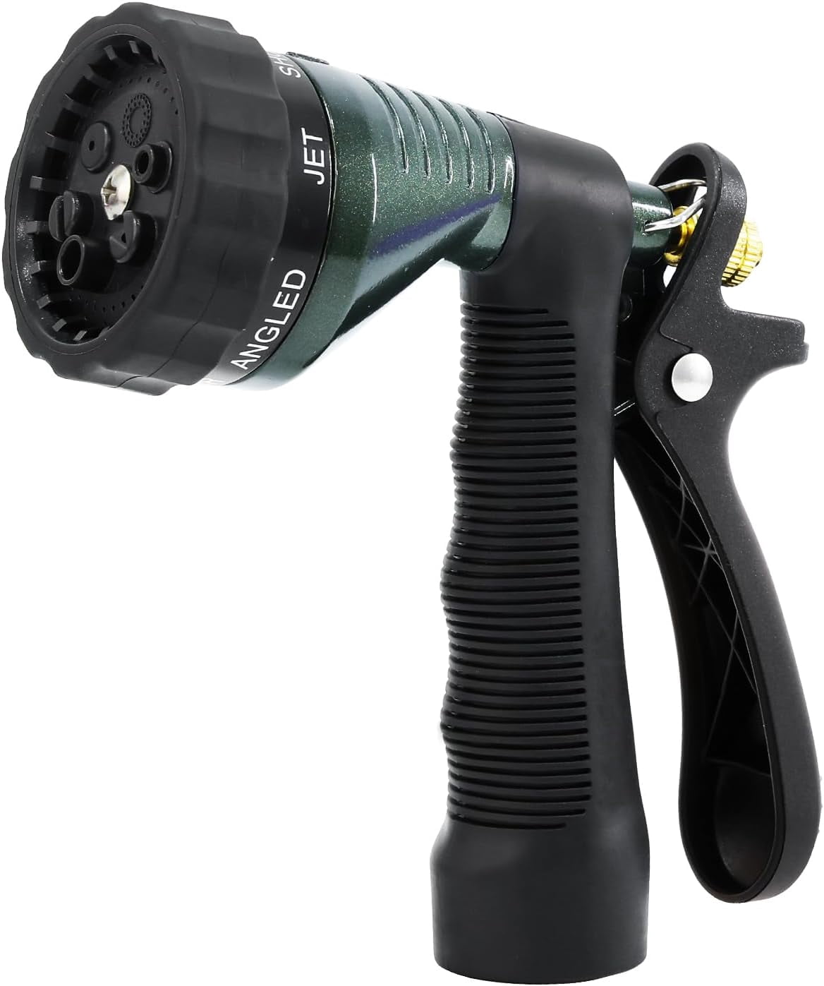 Garden Hose Spray Nozzle, Water Hose Nozzle Heavy Duty, High Pressure Hand Sprayer with 6 Adjustable Watering Patterns, Slip Resistant for Watering Plants, Car Washing & Pet Showering, Green