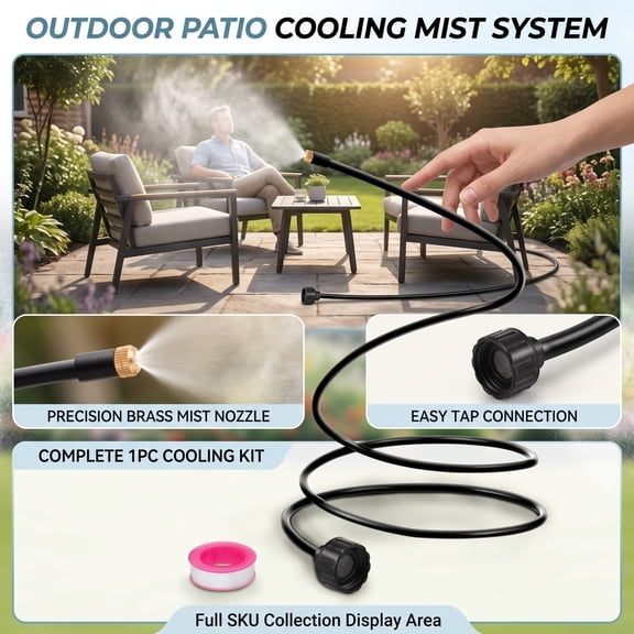 `Garden Hose Sprayer Black 79 Inch Outdoor Misting Cooling System Water Nozzle for Patio Backyard Pool Chicken Coop 1 Pack`