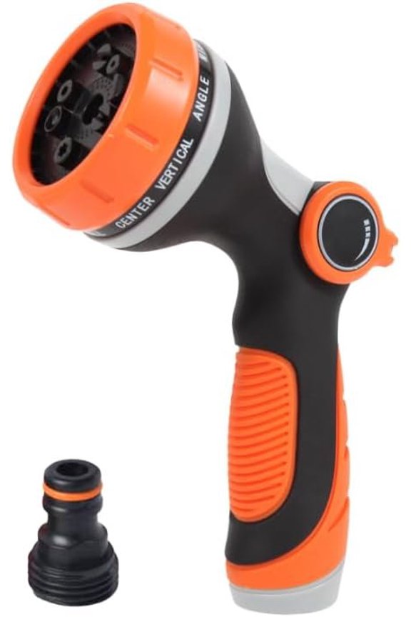 Garden Hose Sprayer Nozzle, Heavy Duty Water Hose Nozzle  for Dad, Thumb Control 10 Function Solid ABS Material,  Slip Proof with Standard 3/4" Fitting & Quick Connector
