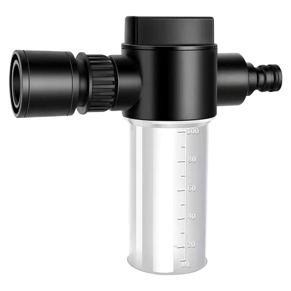 Garden Hose Sprayer with 100 ml Foam Container, Adjustable Nozzle, Precision Measure, ABS Construction for Fluid Fertilizer Dispersion