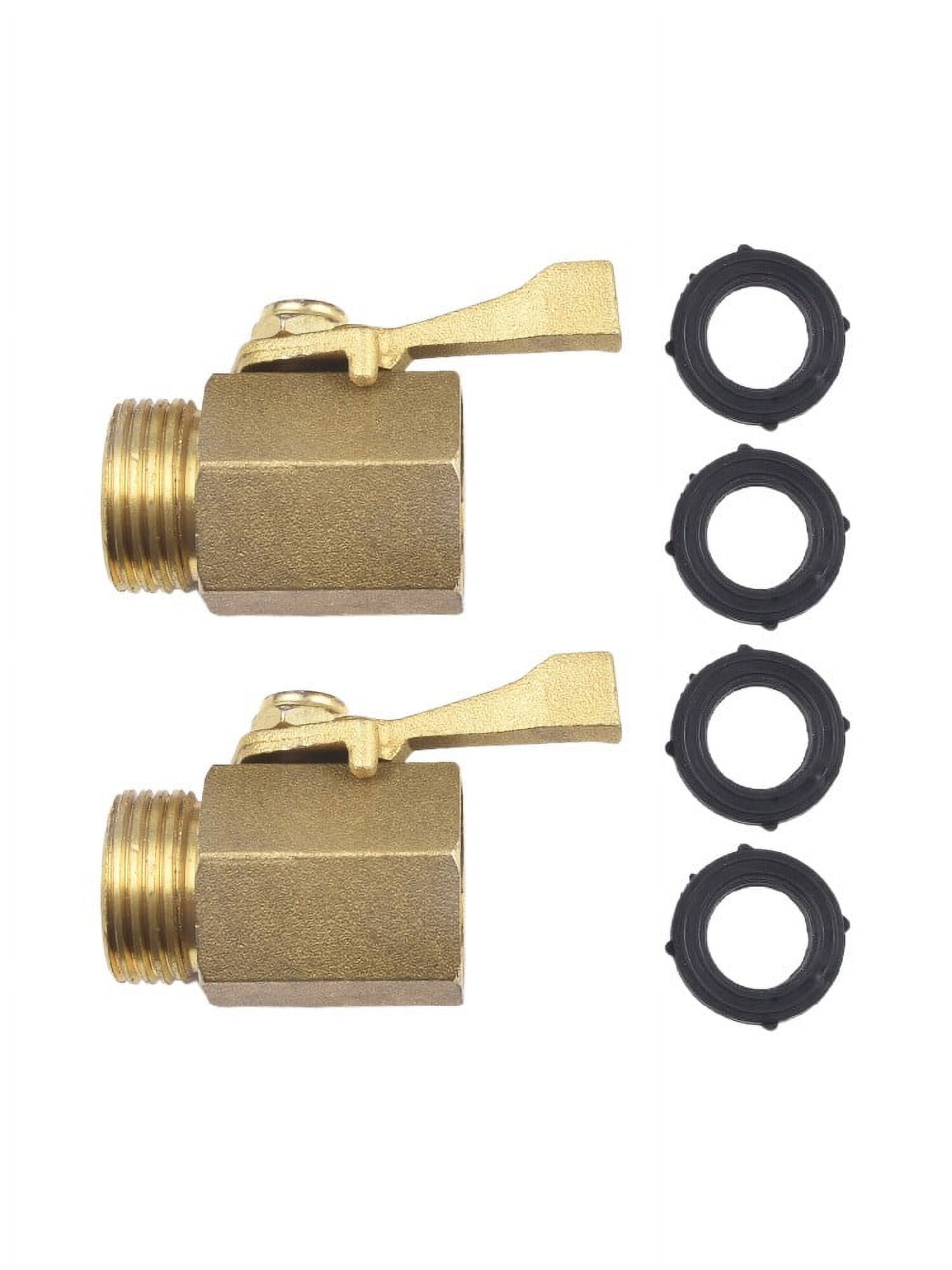 Garden Hose Stop Valve Kit, 2Pack Solid Brass Stop Ball Valve with 4