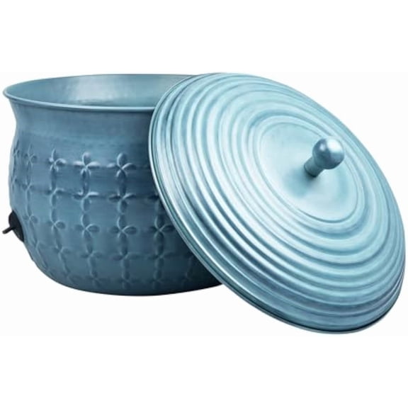 Garden Hose Storage Holder Pot With Lid, Decorative Water Pipe Container Tub, Outdoor Yard Lawn Patio Organizer Box, Vintage Lattice Steel Pattern 1 Piece