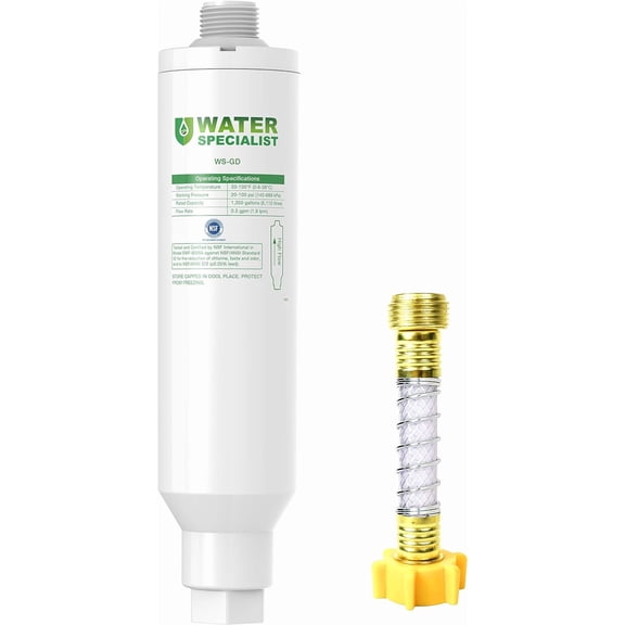 Garden Hose Water Filter with Hose Protector, Compatible with Mist Cooling System, Reduces Chlorine, Bad Taste and Odor for Gardening and Pets.