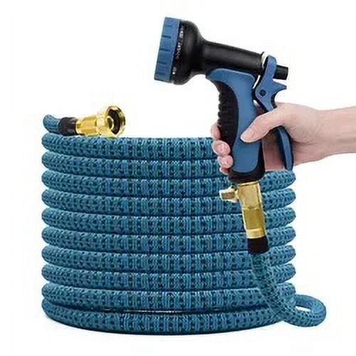 Garden Hose Water Hose with 10 Function Nozzle, Leakproof Lightweight Water Hose with Solid Brass Fittings. Shut Off Valve, Hose Hanger, and Storage Pouch Included (50 Foot)