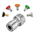 thumbnail image 1 of Garden Hose to Mini Power Washer Adapter, 3/4" GHT to 1/4" Quick Connect,   for Cars Garden Furniture Windows Driveways (Connector +5 Nozzle Set), 1 of 8