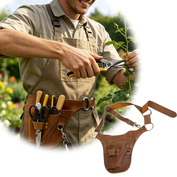 Garden Implement Belt - Pruning Shears Holster & Gardening Waist Pouch, Hands-Free Implement Organizer Belt for Shears, Pruners & Small Hand Items