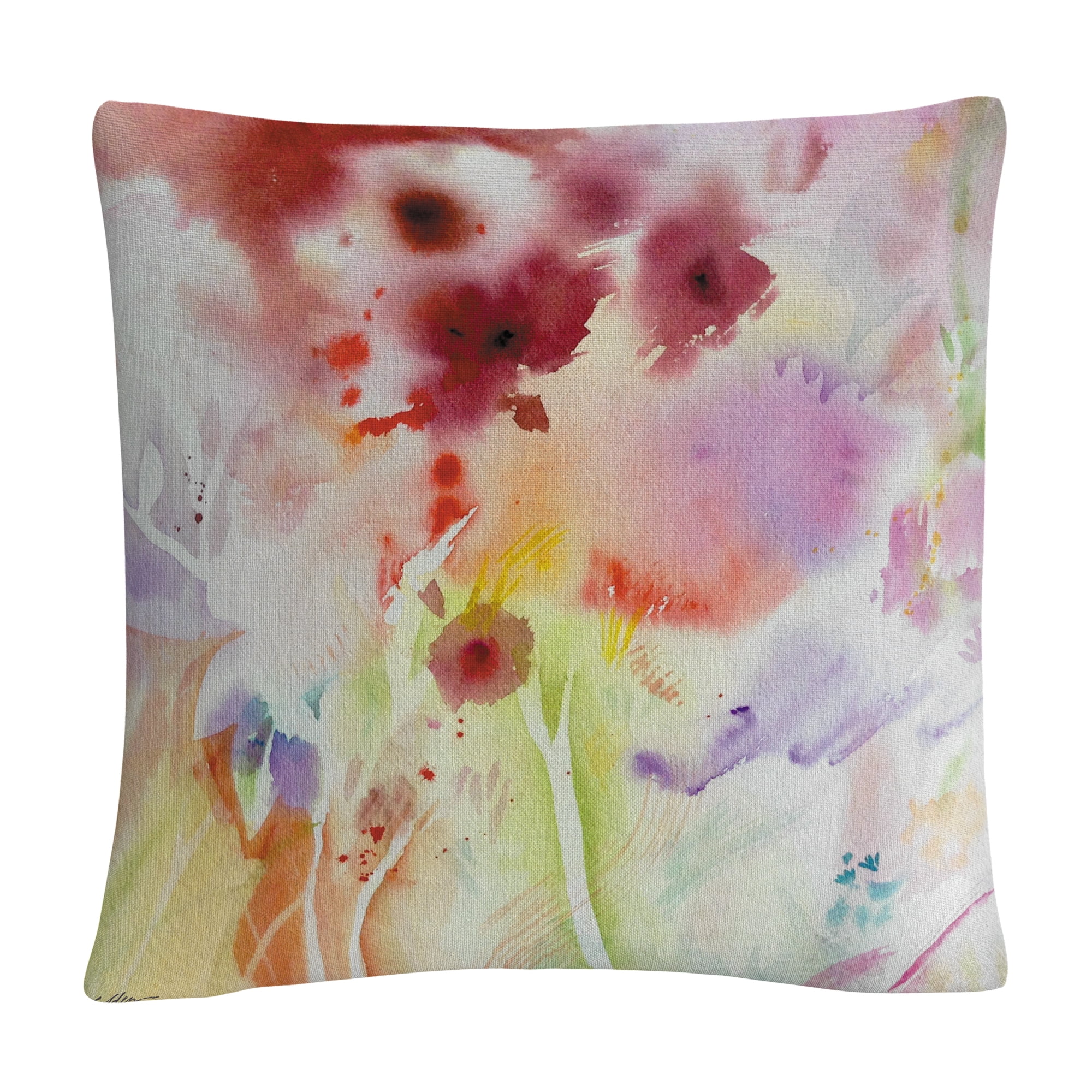 Garden Impressions 3' Watercolor Paint Bleed By Sheila Golden 16 X 16 Decorative Throw Pillow