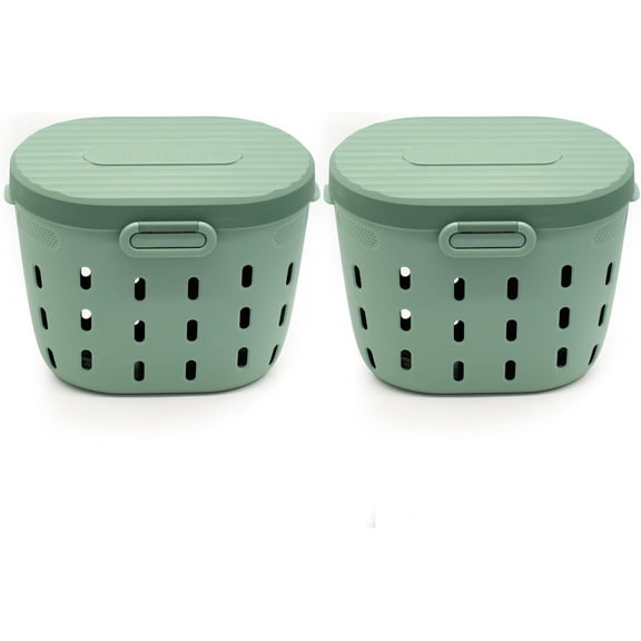 Garden In-Ground Worm Composter Outdoor Farm Compost Bin 7 Gallons BPA-Free Composting System for Raised Garden Beds Sage Green, Twin Pack