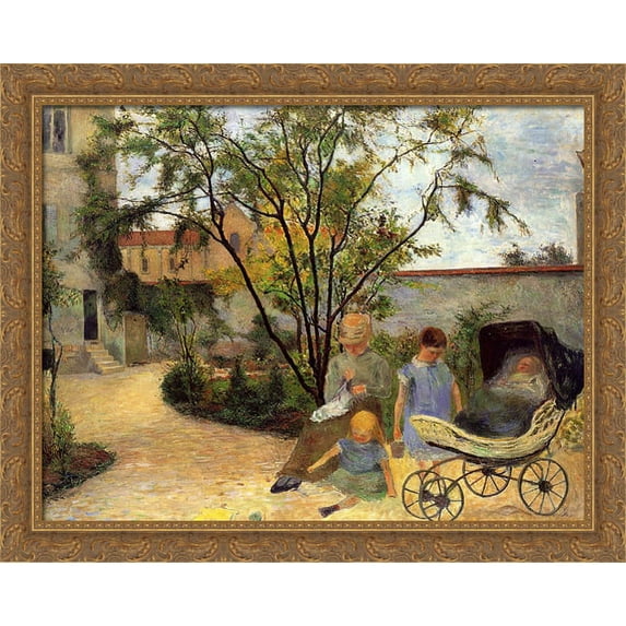 Garden In Rue Carcel 36x28 Large Gold Ornate Wood Framed Canvas Art by Paul Gauguin