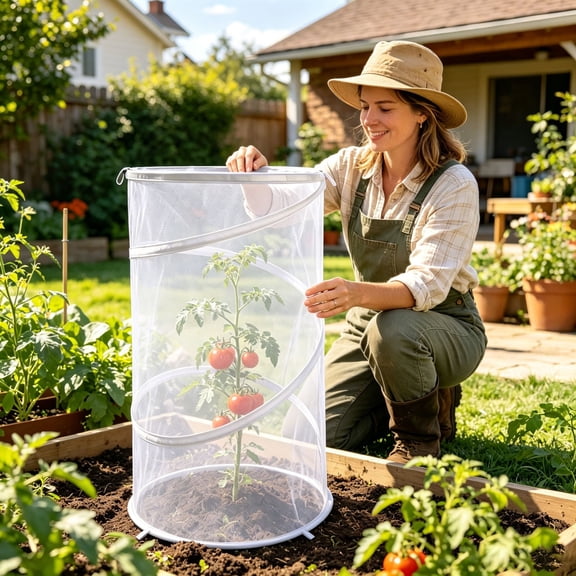 Garden Insect Barrier Mesh Cover with Stakes, Breathable Protective Netting for Vegetables Fruits, Pest Bird Protection Screen, White, 22x13 Inch