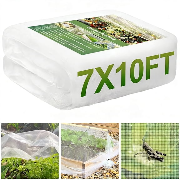 Garden Insect Netting 6.6x9.8 ft Greenhouse Mesh Screen Heavy Duty Crop Protector, Fine 60 Mesh Garden Netting for Plants Vegetables Fruit Protection #918 White