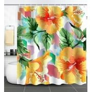 Garden-Inspired Bliss: Yellow Watercolor Floral Shower Curtain for a Vibrant Bathroom Ambiance
