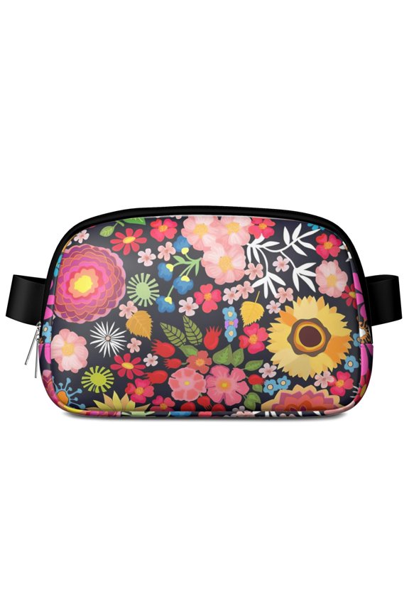 Garden-Inspired Fanny Pack – Floral Waist Bag with Tropical Wildflower Print & Hummingbird Aesthetic