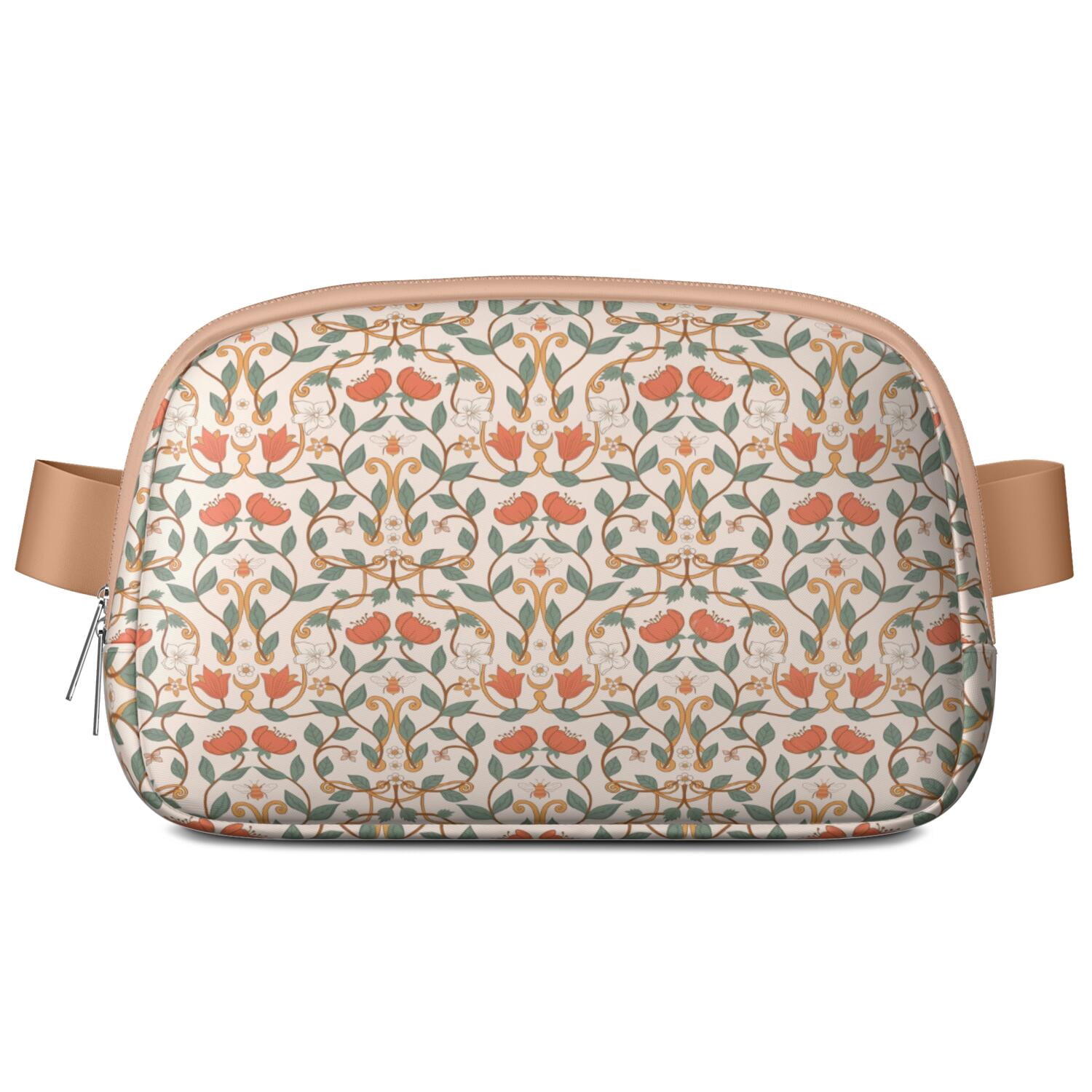Garden-Inspired Fanny Pack – Floral Waist Bag with Tropical Wildflower Print & Hummingbird Aesthetic
